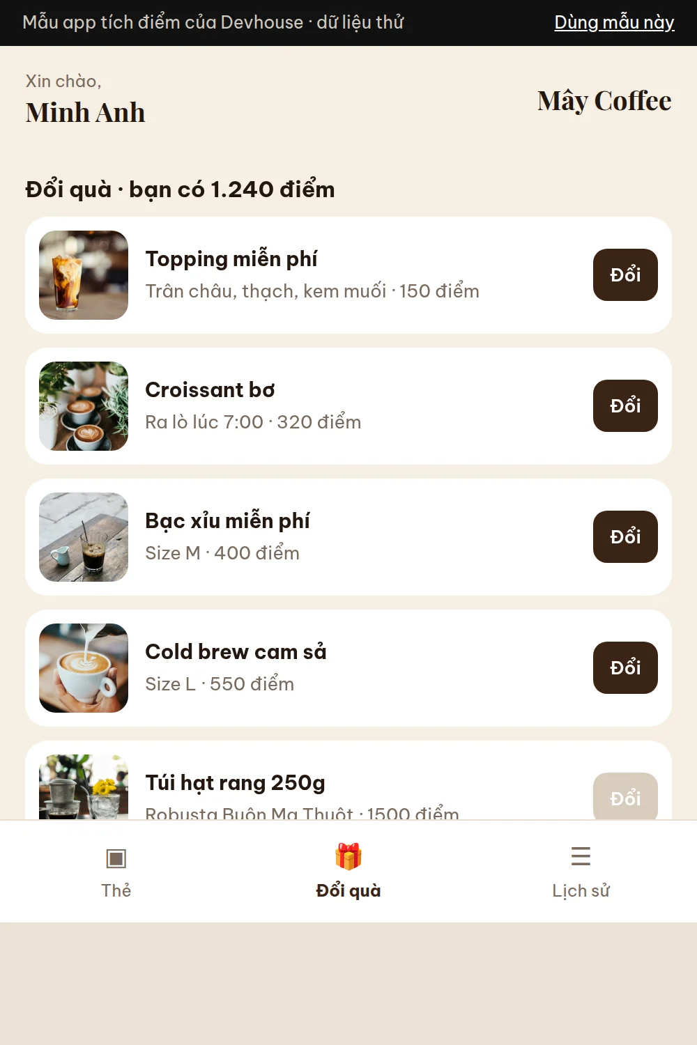 Thẻ thành viên tích điểm cho quán cà phê – ảnh 2