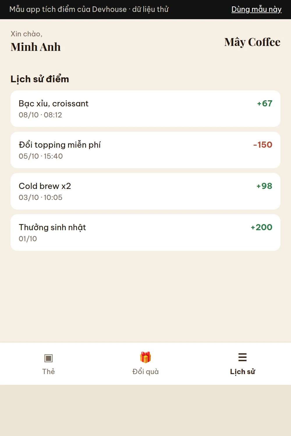 Thẻ thành viên tích điểm cho quán cà phê – ảnh 3